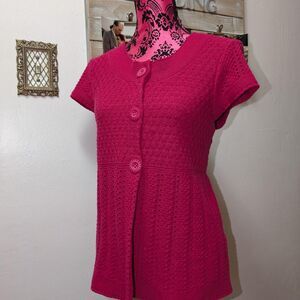 Christopher-banks Women's Pink short sleeve cardigan size L